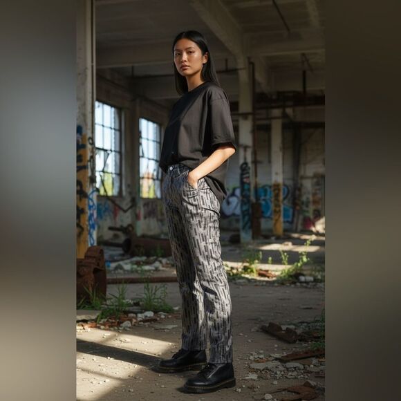 Versace Pants - VERSACE Grecian print black and silver designer Pants. 29